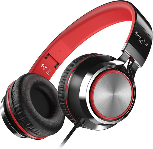ELECDER i39 Headphones with Microphone Foldable Lightweight Adjustable On Ear Headsets with 3.5mm Jack for Cellphones Computer MP3/4 Kindle School...