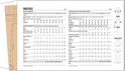 McCall's Unisex Adult Clothing Sewing Pattern Packet, Design Code M8392, Multicolor, 8-10-12-14-16 US...