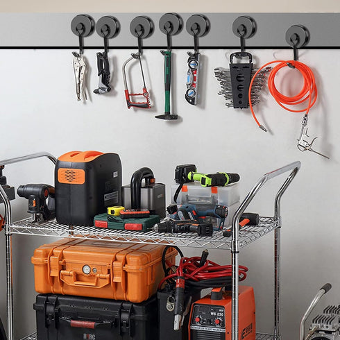 DIYMAG Black Magnetic Hooks, 110LBS Strong Magnetic Hooks Heavy Duty, Strong Magnet Hooks with Metal Hanger for Hanging Refrigerator Home Kitchen ...