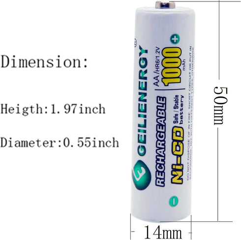 GEILIENERGY Solar Light AA Ni-CD 1000mAh Rechargable Batteries,AA Rechargeable Batteries for Solar Lights Solar Lamp(Pack of 12)...