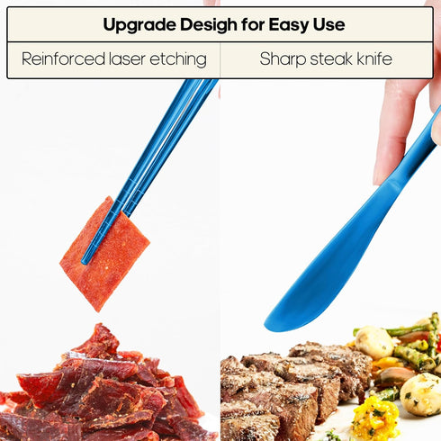 Travel Utensils with Case, Quatish Portable Silverware Set for Work, 304 Stainless Steel Reusable Travel Cutlery Set, Fork and Spoon Set for Campi...