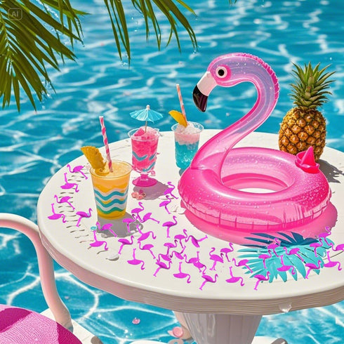 Flamingo Confetti Party Decorations Table Confetti Pink Glitter Tropical for Summer Hawaiian luau Birthday Decor Favor...
