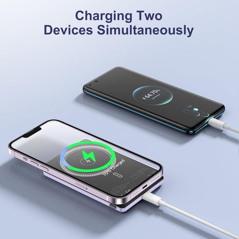 NOHON Mag-Safe Charger Battery Pack, 5000mAh 0.8mm Ultra Slim Compact Magnetic Power Bank, PD 20W Fast Charging Wireless Portable Charger for iPho...