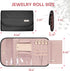 Travel Jewelry Roll Organizer Case - Women Portable Jewellery Storage Foldable Pouch for Necklace Earring Bracelets, Black...