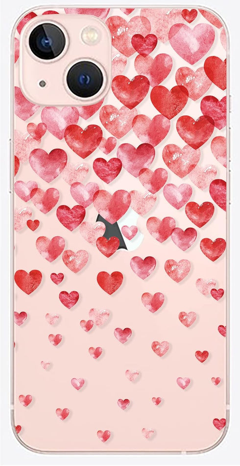 Blingy's for iPhone 13 Case (6.1 inch), Lovely Red Hearts Design Transparent Soft TPU Protective Clear Case (Falling Hearts)...