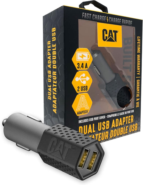 CAT Dual USB DC Vehicle Adapter (3.4 AMP) - Multi USB Port Fast Car Charger for Charging Multiple Phones, Tablets, Devices, Or Smart Phone Accesso...