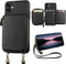 Bocasal RFID Blocking Wallet Case for iPhone 11, Adjustable Crossbody Zipper Purse Case Card Holder with Kickstand Detachable Wrist Strap, PU Leat...