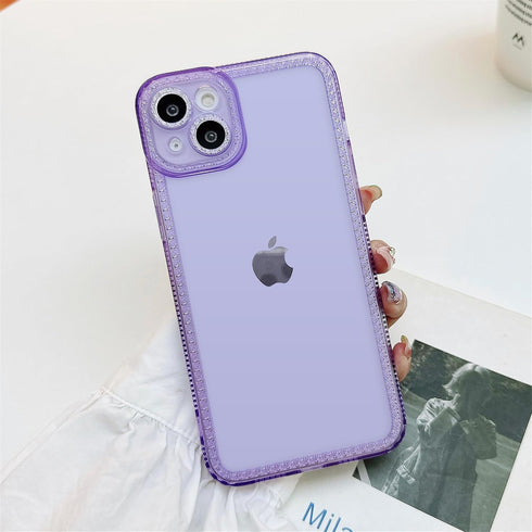 for iPhone 14 Plus Case Cute Clear Bling Crystal Diamond Phone Case, with Sparkle Camera Len Protector Soft TPU Cover Case for Women Girls, Purple...