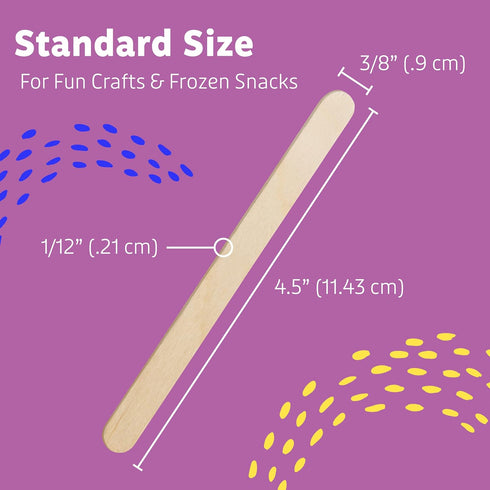 Popsicle Sticks for Crafts 200 Pcs 4.5 inch Wooden Multi-Purpose Popsicle Sticks for Crafts, Ice, Ice Cream, Waxing, and Tongue Depressor Wood Sti...