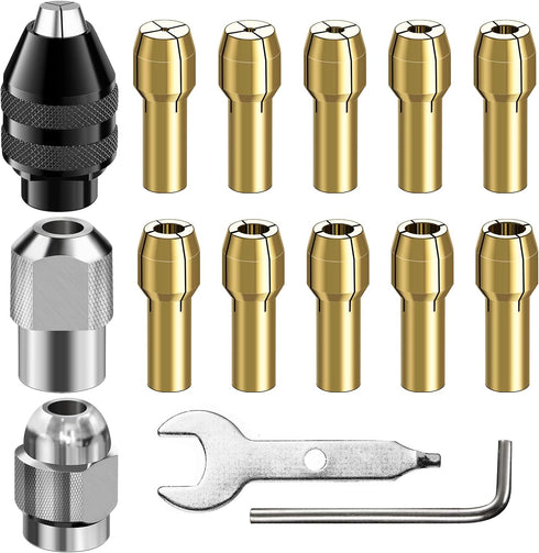 Drill Chuck Collet Set, 28 Pcs Chuck Collet Kit?1/32" - 1/8" ?Replacement 4486 Drill Keyless Bit Chuck Shank Rotary Tool Quick Change Adapter with...