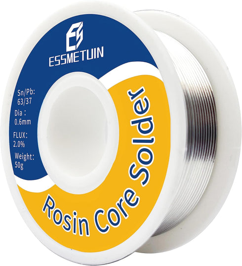 Tin Lead Core Solder Wire (Sn63Pb37) for Electrical Soldering and DIY Weld Works, Circuit Board Repairing,(Dia 0.6mm, 50G) by Essmetuin...