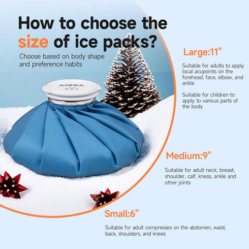 Ice Pack Bags for Injuries Reusable, Cold Pack Water Bag Hot Bag for Pain Relief, Leak-Proof Elastic Ice Bag, Size 9''...