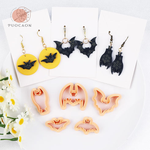 Puocaon Bat Polymer Clay Cutters - 5 Shape Bats Clay Cutters for Polymer Clay Jewelry Making, Hanging Bat Clay Jewelry Cutter for Earrings Making,...