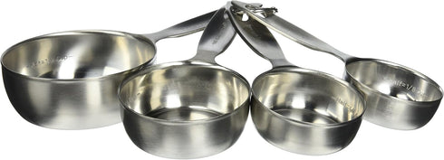 Amco Advanced Performance Measuring Cups - Essential Baking Tools, Multisizes, Silver, Heavy-Gauge Stainless Steel, Ergonomic Design, Space-Saving...