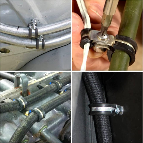 12 Pack 2 Inch Stainless Steel Cable Clamps, Metal Pipe Clamps Wire Clamps Conduit clamps for Tube, Pipe or Wire Loom Installation, Rubber Cussion...