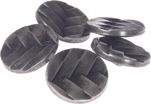 ABS 5pcs Metal Plated Shank Button - Diagonal Textured and Smooth Basket Weave Design - 48L(30mm) - Antique Nickel...