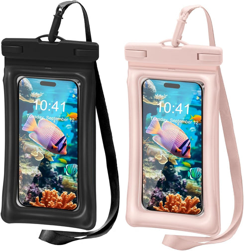 Floating Universal Waterproof Phone Case,Dry Bag Beach Essentials for Kayak Cruise Vacation Accessories Must Haves,Travel Size Toiletries for iPho...