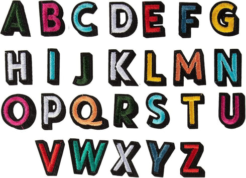 Bright Creations 104 Pieces Iron On Letters for T-Shirts, 4 Sets of 26 Embroidered Alphabet A-Z Patches for Denim Jackets, Hats, Fabric (1 in) - I...