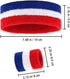 BEFORYOU 2 Sets Striped Sweatbands Set, 2 Pieces Sports Headband and 4 Pieces Wristbands, Colorful Striped American Flag Style for Men and Women...