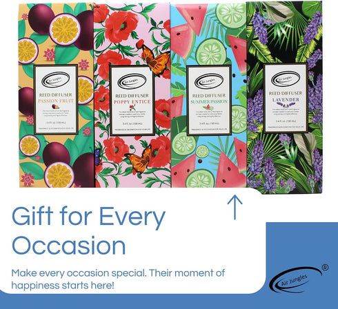 Air Jungles Passion Fruit Fragrances Reed Diffuser Set with Sticks, Scent Incense Oil, Essential Oil Air Freshener for Home, Office, Gym, and Room...