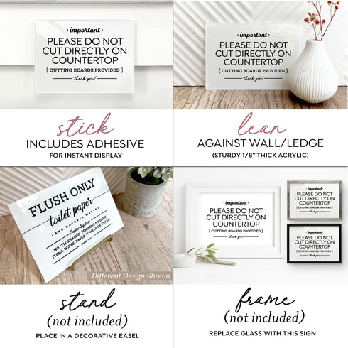 4x6 Inch Please Do Not Cut Directly on Countertop, Designer Sign ~ Ready to Stick, Lean or Frame (White)...