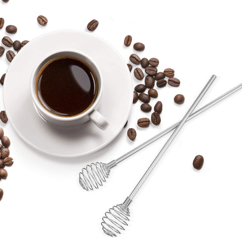 8 Pieces Coffee Stir Sticks, Stainless Steel Specialty Spoons Spherical Mixing Spoon Solid/Hollow Spring Stirring Stick for Drink/Cocktail/Coffee/...