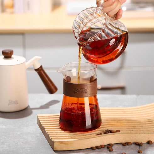 Bincoo Pour Over Coffee Maker Holds 4 Cups, 16.9oz Coffee Dripper Borosilicate Glass Coffee Carafe Brewer,Permanent Resuable Removable Coffee Serv...