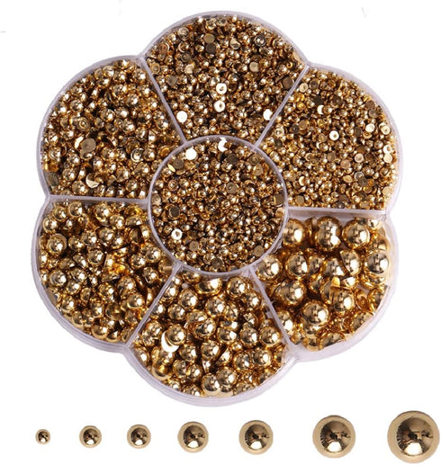 5700 Pcs Gold Half Pearls for Crafts,Nail Pearls for Nails Art for Crafting DIY Accessory,Flatback Pearls gems for Makeup,Neatly Organized Craft P...
