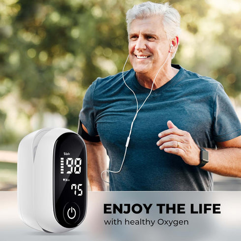 Fingertip Pulse Oximeter, Accurate Blood Oxygen Saturation Monitor (SpO2) and Pulse Rate (PR) Health Fitness Detector with AAA Batteries...