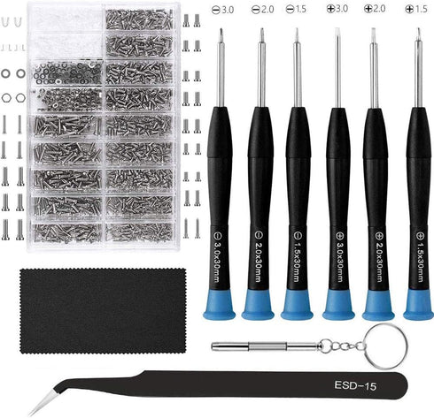 Eyeglasses Repair Kit, HKIDEE Sunglasses Repair Kit with 1000PCS Eyeglass Screws and 6 Pcs Screwdrivers Tweezer for Glasses, Sunglass, Watch Clock...
