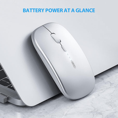 INPHIC Bluetooth Mouse, Slim Silent Rechargeable Wireless Mouse (Tri-Mode: BT 5.0/4.0+2.4G), 1600DPI Portable Mouse for MacBook Laptop Android Tab...