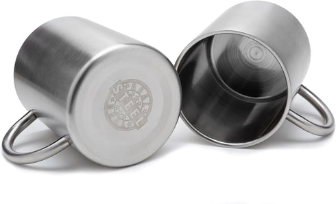 Stainless Steel Coffee Mugs – 15 oz Double Wall Stainless Steel Mugs with Handle, Metal Coffee Cups for Tea, Insulated Mug Set of 2 – BPA Free, Du...