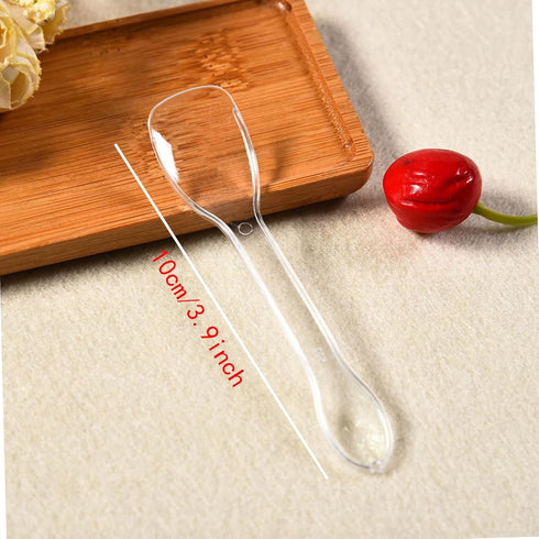 100 Pieces Ice Cream Scoops, Independent Packaging Disposable Cake spoon, Plastic Yogurt pudding spoon, Ice cream spoon (Clear)...