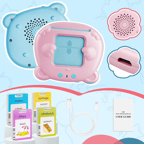 Spanish & English Talking Flash Cards for Toddler 2-6 Year Olds, Learning Montessori Toys with 224 Sight Words, Speech Therapy Toys, Children's Se...