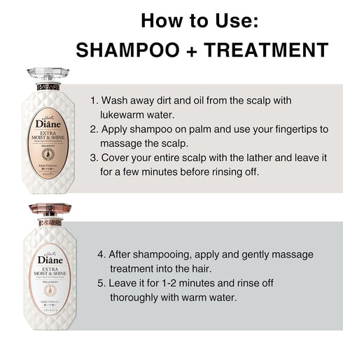 Moist Diane Pump Hydrating Shampoo for Men & Women, Organic & Natural Anti-dandruff Clarifying Japanese Hair Shampoo with Pump for Dry Hair Extra ...