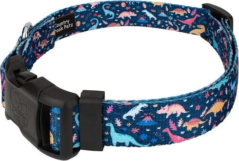 Country Brook Petz - Deluxe Dinosaurs Dog Collar - Made in The U.S.A. - Critter Corner Collection featuring Creature Themed Designs (1 Inch, Large...