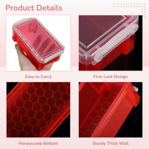 6 Pcs Mini Plastic Boxes, Small Clear Storage Containers with Locking Lids, Clear Plastic Organizers for Crafts, Stationery, Jewelry, Sewing, Mult...