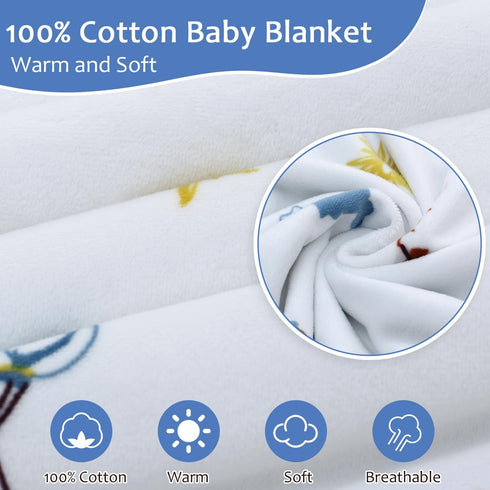 Baby Blankets for Unisex Boys Girls, Silky Micro Soft Plush Minky Blankets with Print Animal Pattern and Soothing Dots Double Layer Newborn Bed Th...