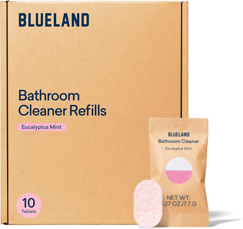 BLUELAND Bathroom Cleaner Refill Tablet 10 Pack | Eco Friendly Products & Cleaning Supplies - Eucalyptus Mint Scent | Makes 10 x 24 Fl oz bottles ...