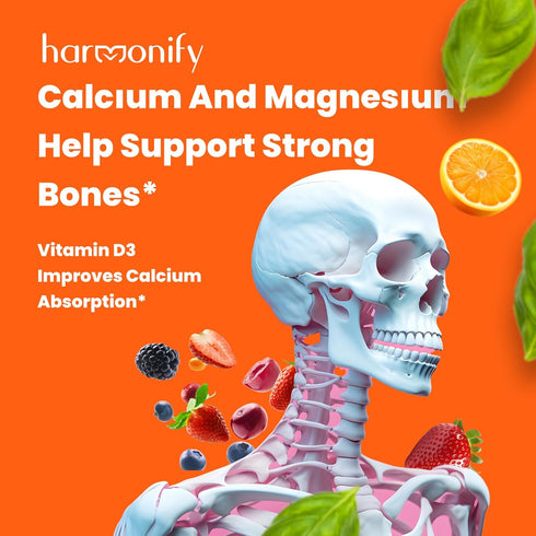 Magnesium Calcium Zinc with Vitamin D3 & K2 Gummies, Multivitamin for Women and Men, Bone Strength & Muscle Function, Extra Absorption Formula, 30...