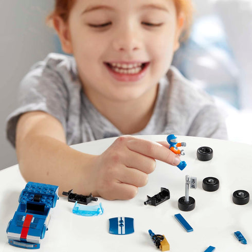 MEGA Hot Wheels Building Toy Race Car Playset, 64 Corvette Grand Sport with 88 Pieces, 1 Micro Action Figure Driver, Blue, Kids Age 5+ Years...