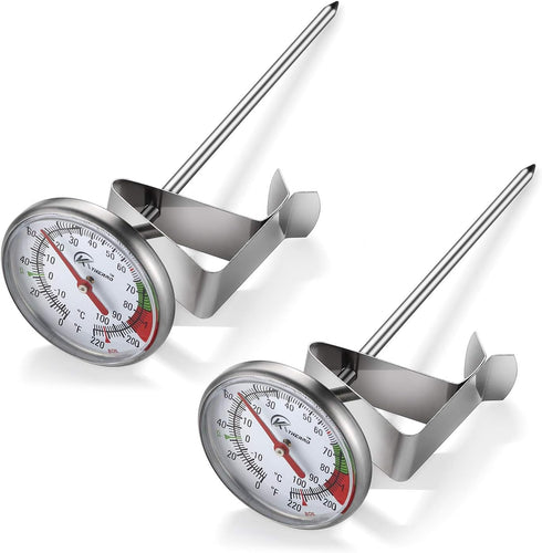 KT THERMO Instand Read 2-Inch Dial Thermometer(2 Pack),Best for The Coffee Drinks,Chocolate Milk Foam...