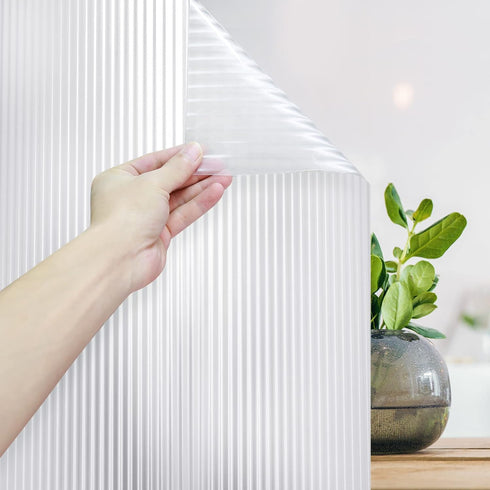 Mangobox Privacy Window Film Frosted Fluted Window Film Static Cling Window Sticker Reeded Glass Tinting for Bathroom Door Covering UV Block Etche...