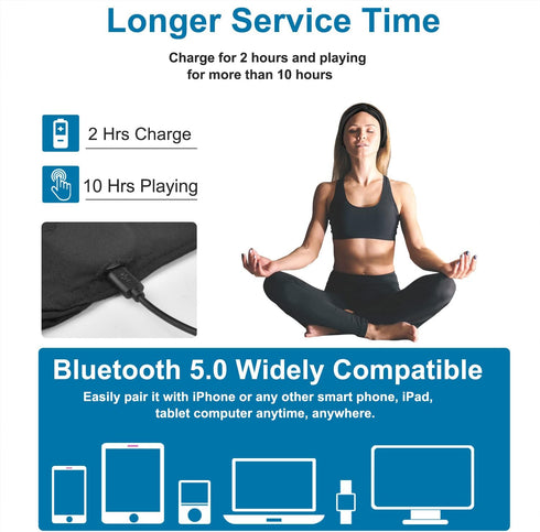 Bluetooth Headband Headphones for Women, Wireless Headband Headphones with HD Speakers, Fashion Black Head Band with Knotted/Twist Design for Yoga...