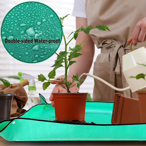 Plant Repotting Mat Waterproof Gardening Mat Plant Transplanting Potting Tray for Indoor Succulent Potting Tarp Portable Thicken PE Mat Garden Wor...