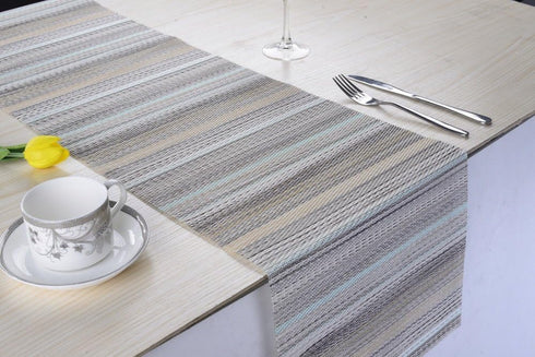 Aothpher Multi Color Country Rustic Farmhouse Stripe Table Runner, Square Heat Resistent PVC Woven Polyethylene Non-Slip for Kitchen, Weddings, Pa...
