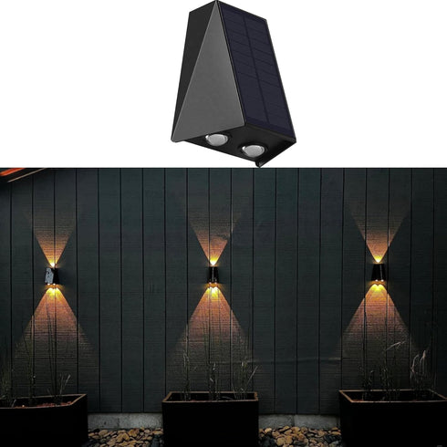 Solar Lights Decorative Up Down Wall Sconce Light Flood Lights Dusk to Dawn Outdoor Lighting Fixture Backyard Lights Outdoor Deck Lights Fence Sol...
