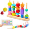 Montessori Preschool Educational Wooden toys for Toddler 3 4 5 Years Old Lacing Beads & Stacking Blocks & Shape Sorting Gifts for Kids Boy Girl El...