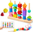 Montessori Preschool Educational Wooden toys for Toddler 3 4 5 Years Old Lacing Beads & Stacking Blocks & Shape Sorting Gifts for Kids Boy Girl El...