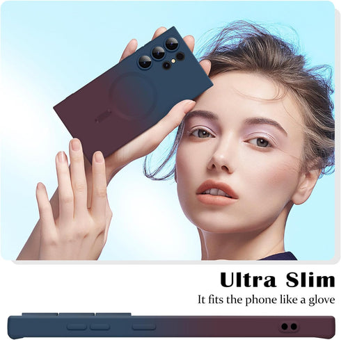 for Samsung Galaxy S23 Ultra 5G Magnetic Case, Luxury Cute Soft Liquid Silicone Case Bumper Anti-Scratch Shockproof Full Camera Protector Multicol...
